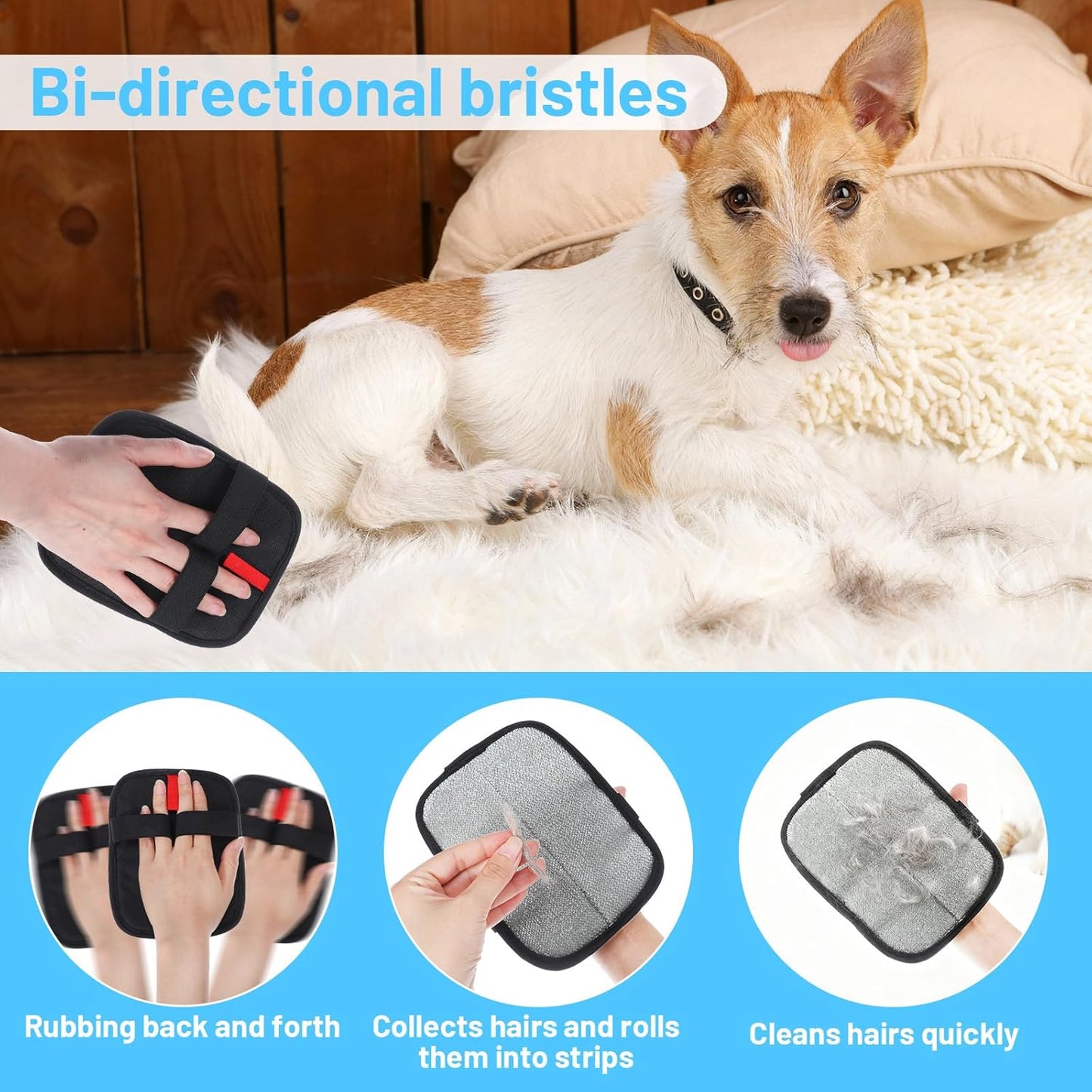 Pet Hair Removal Glove,Upgraded Reusable Grooming Gloves for Cats & Dogs,Magic Brush Pet Hair Remover,Mitt & Pet Grooming Gloves for Couch, Carpet, Furniture Upgraded Electrostatic Hair Removal Glove