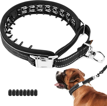 Mayerzon Martingale No Pull Collar for Medium Large Dogs, Walking Training Collar for Dogs German Shepherd Boxer Rottweiler That Pull, Reflective, with 360° Swivel Ring and Release Buckle(M, Black)