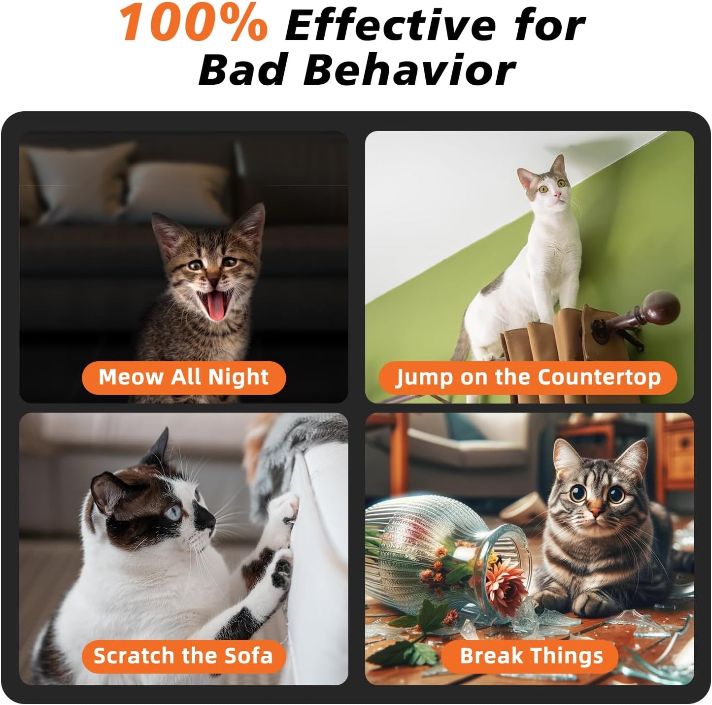 Tiniest Cat Shock Collar, Lightest Cat Training Collar with Remote for Small Cats 5-15lbs & Medium Large Cats/Puppies, Waterproof, Rechargeable, 1300ft Range（Orange）