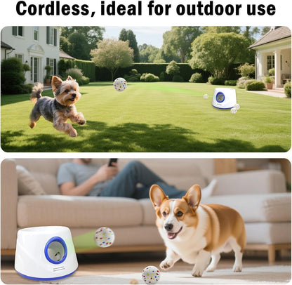 Automatic Ball Launcher for Dogs, 3 Distance Settings Rechargeable Dog Ball Thrower with 2.3" Dog Balls Perfect for Small & Medium Dogs, Indoor & Outdoor Interactive Dog Toy