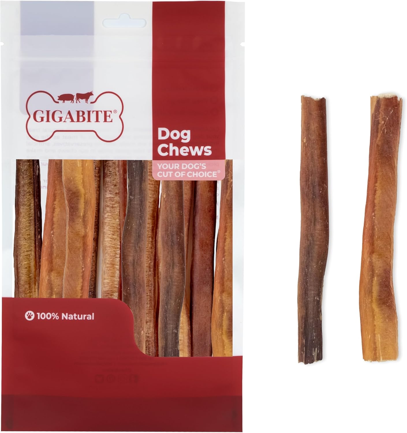 Best Pet Supplies GigaBite Single Ingredient All Natural Free Range Bully Treats and Chews - Bully Sticks/Bladder Sticks/Beef Esophagus Bully Sticks (Half-Cut 6"), Pack of 20