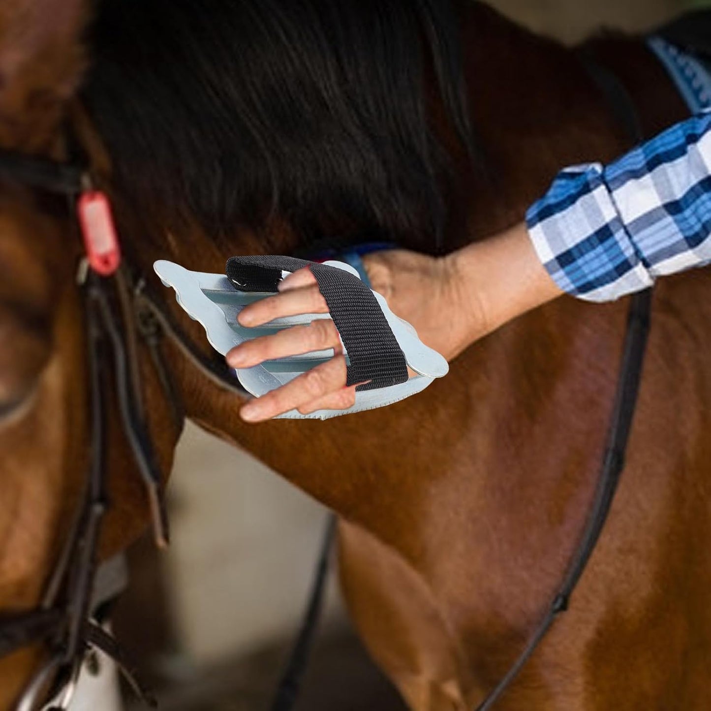 2026 Upgrade Curry Comb for Horses, Stainless Steel Horse Grooming Brush, Efficient Animal Hair Cleaning Care Brush for Removing Mud Loose Hair