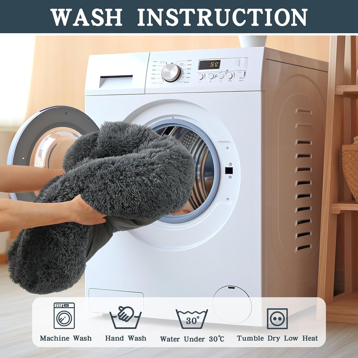 NOYAL Calming Dog Bed for Anxiety, Hooded Donut Cave with Blanket, Plush Fluffy Washable Pet Bed for Small Medium Dogs & Cats