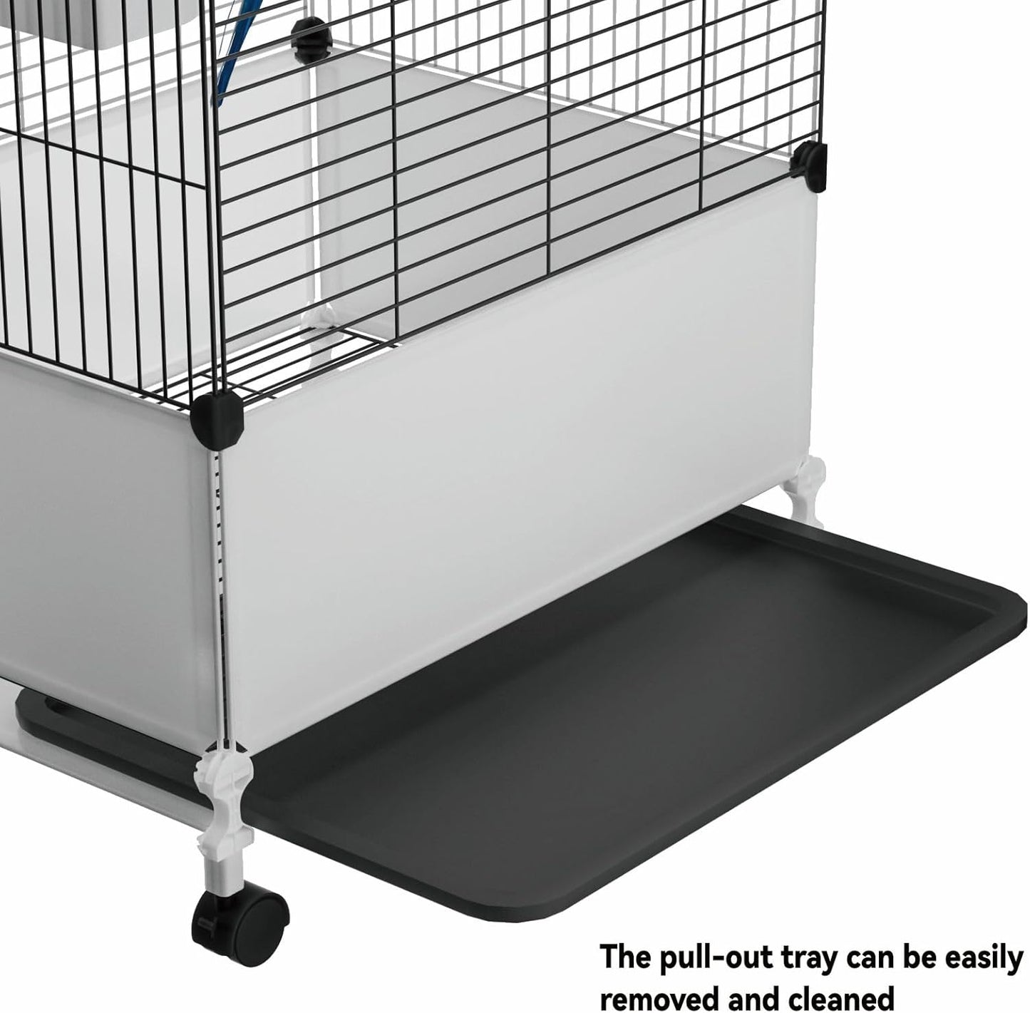 Extra Large Bird Cage, Black Parakeet Cages with Rolling Stand & Wheels, Wide Birdcage for Parrots Cockatiels Conure Budgie Canary Finch Lovebird