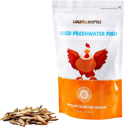 Dried Freshwater Fish, 1 Lbs Resealable Bag - Natural High-Protein Food for Turtles, Reptiles, Large Tropical Fish, Cats, Small Pets and Chicken - Crude Protein 30% Min