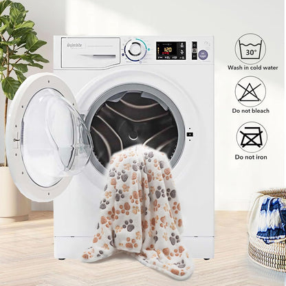 1 Pack 3 Small Puppy Blankets Super Soft Warm Sleep Mat Fluffy Premium Fleece Pet Blanket Flannel Throw for Dog Puppy Cat - White Paw Print Small(23"x15")