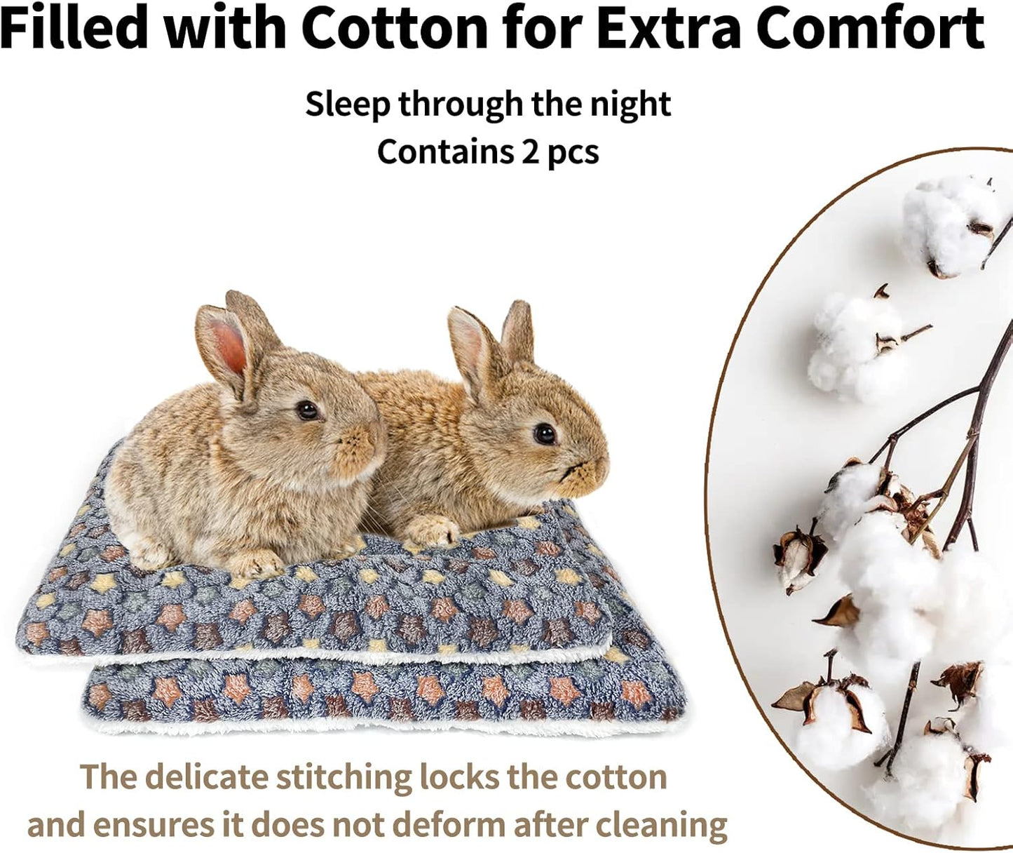 Amakunft 2 Pcs Large Guinea Pig Bed Mat, Rabbit Sleep Bed, 17.7x13.7x2 Inches, Small Animal Playpen for Bunny/Chinchilla/Hedgehog