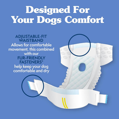 Simple Solution Disposable Dog Diapers, Female Dog Diapers, Puppy Potty Training, Incontinence and Heat Cycle Protection, Large Diapers for Dogs, 18-27 Inch Waist, 30 Count