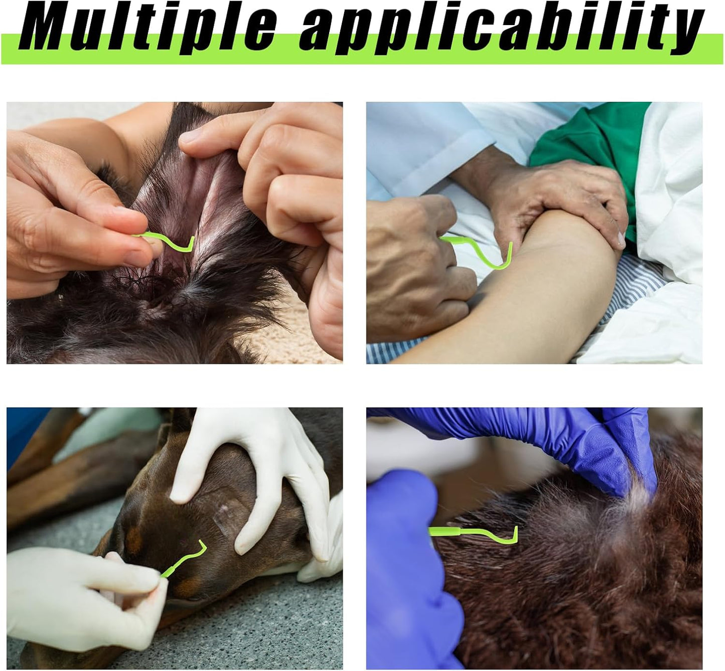 BOXOB 2pcs Tick Removal Tool, 2 Sizes Safe & Easy Plastic Remover Kit Painless Tick Puller Twister Tweezers for Dogs Cats Horses and Humans