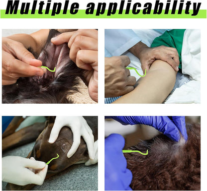 BOXOB 2pcs Tick Removal Tool, 2 Sizes Safe & Easy Plastic Remover Kit Painless Tick Puller Twister Tweezers for Dogs Cats Horses and Humans