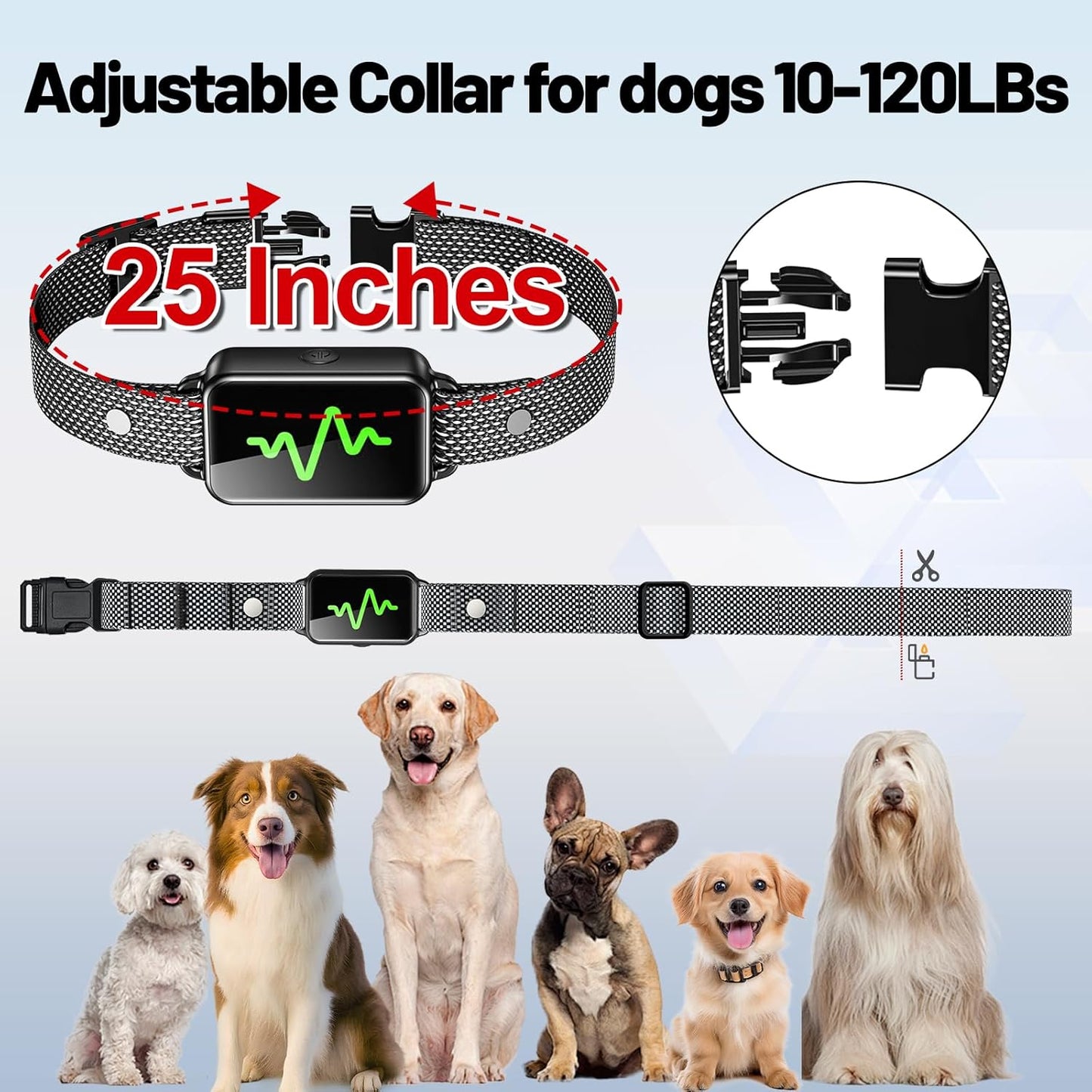 Dog Training Collar, Dog Shock Collar with Remote Control, 4 Training Modes Vibration, Beep, Shock, IP67 Waterproof Keypad Lock Rechargeable E-Collar for All Breed