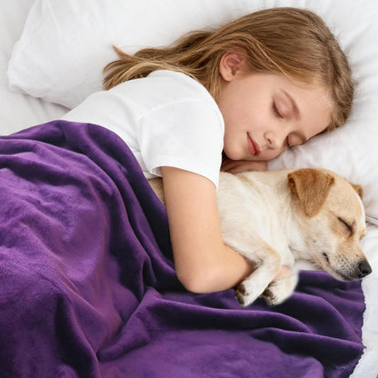 Waterproof Dog Blanket for Couch Bed – Double-Sided Washable Cat Puppy Blanket, Pet Throw Soft, Warm, Durable, Protective Furniture Cover, Purple White XL(80×60)"