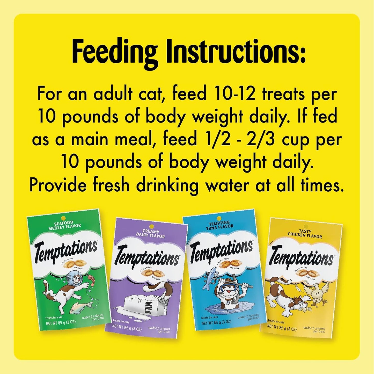 Temptations Classic Crunchy and Soft Cat Treats Feline Favorites Variety Pack, 3 oz. Pouches (Pack of 4)