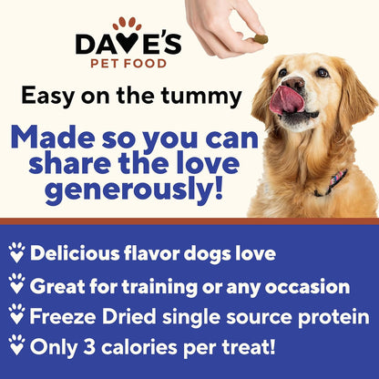 Dave's Pet Food Freeze Dried Venison Treats for Dogs with Pumpkin Fiber & Probiotics, Easy to Digest, Complete & Balanced Nutritious, Freeze Dried Dog Food Topper, USA Made (10 oz)