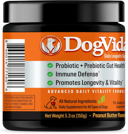 Daily Vitality Chews for Dogs, Omega-3 and Healthy Probiotics for Joint & Coat Support and Gut Health, Soft Chews Vitamins for Small, Medium, Large Breed Dogs