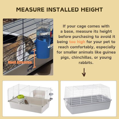 Rabbit Water Bottle, 600ml/21oz Hanging Water Dispenser Feeder Cage Crate Hutch Bunny Puppy Cat Chinchilla Ferret Guinea Pigs Squirrel Hedgehog (Green)