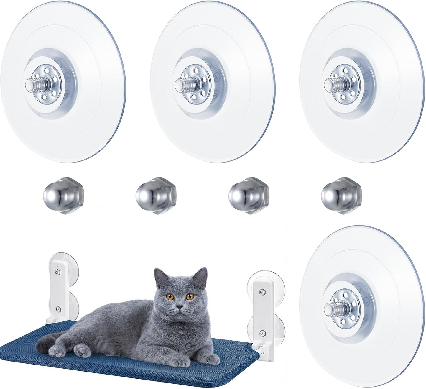 Cat Window Perch Suction Cups, 4 Pcs Clear Strong Cat Window Hammock Suction Cup Replacement for Cats Windows Seat