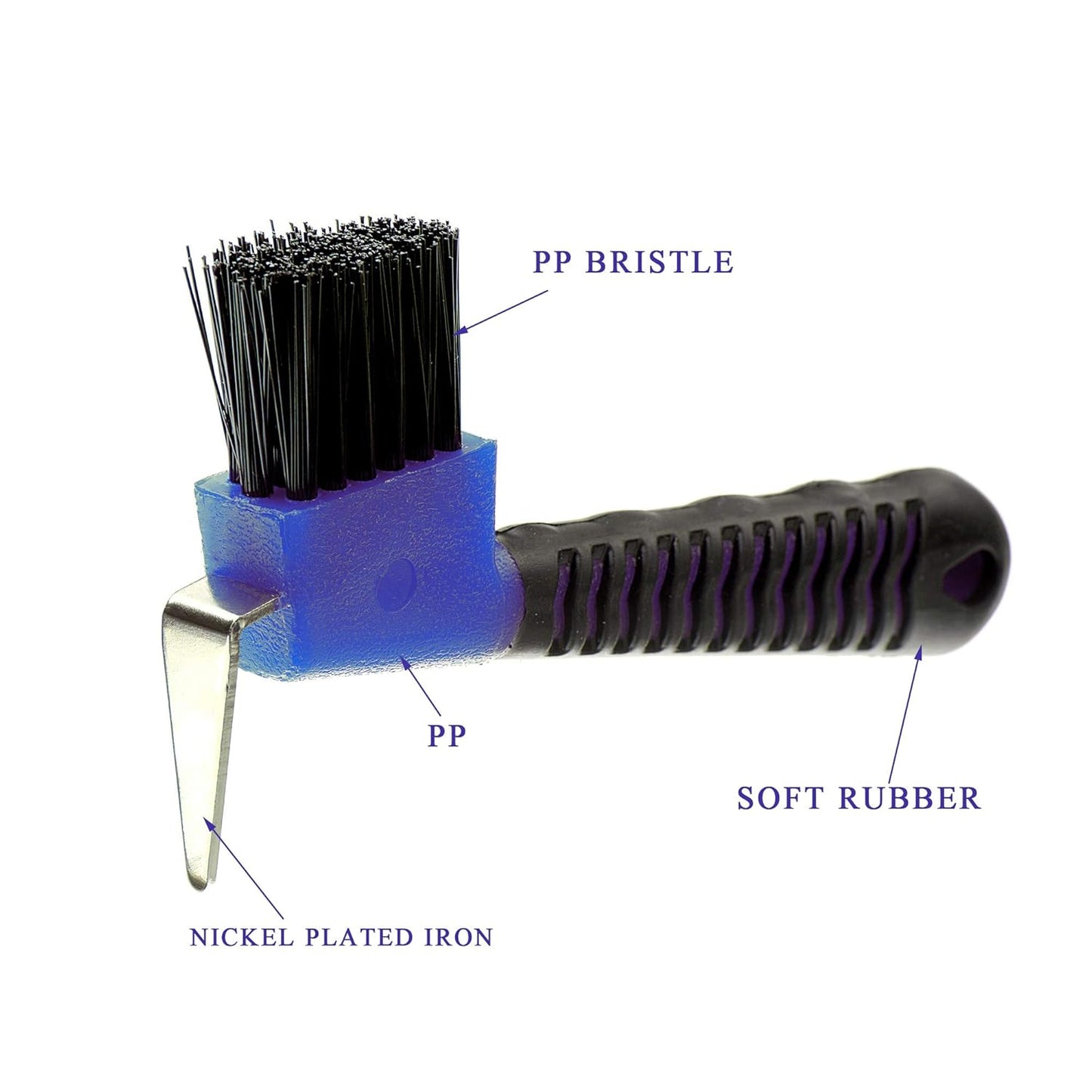 Horse Hoof Pick Brush with Soft Touch Handle (Royal Blue)