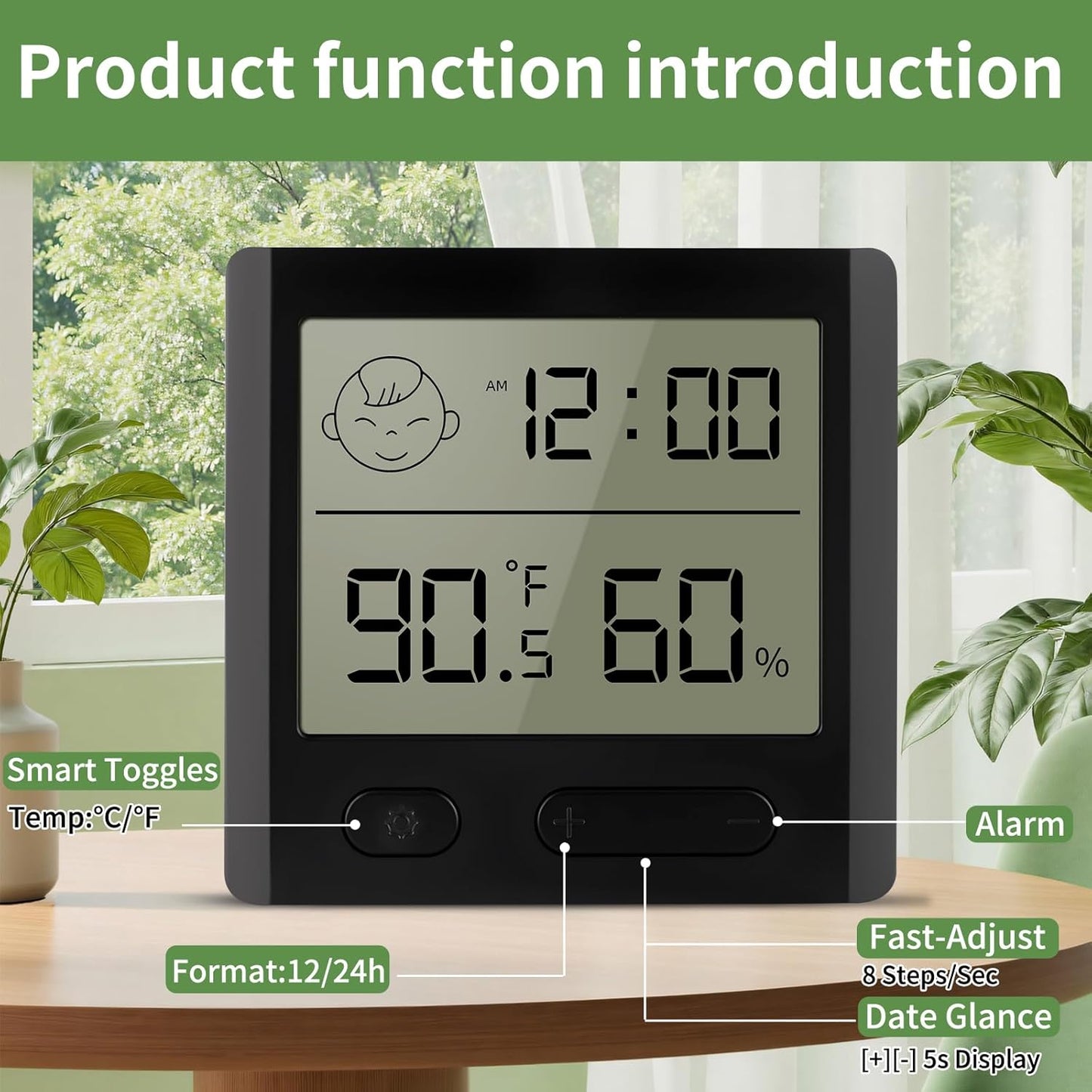 Reptile Thermometer Hygrometer – Digital Terrarium Thermometer for Snakes, Lizards, Spiders | Accurate Temperature & Humidity Gauge with Alarm, Backlit Display