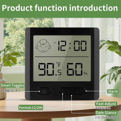 Reptile Thermometer Hygrometer – Digital Terrarium Thermometer for Snakes, Lizards, Spiders | Accurate Temperature & Humidity Gauge with Alarm, Backlit Display