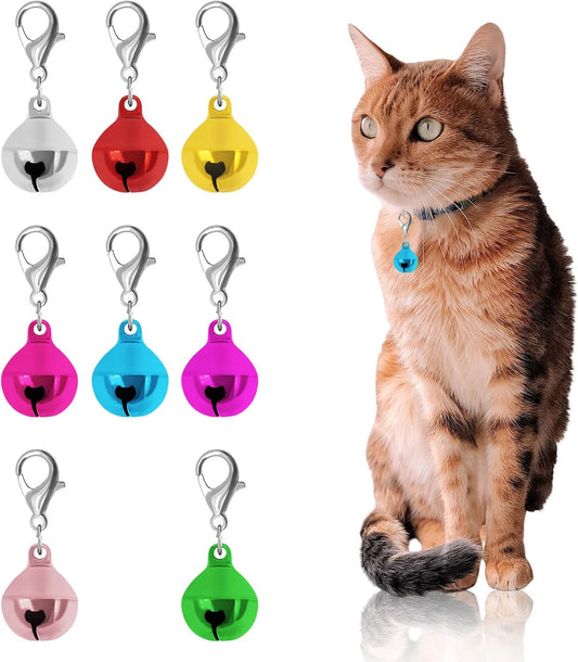 BLMHTWO 8PCS Dog Collar Bells, 1.38inch Bells Charm, Colorful Pet Collar Bells Kitty & Puppy Loud Bell Pendant with Clasps for Dog & Cat Collar DIY Craft Decoration(Multi Color) Small