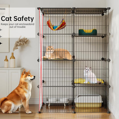 Oneluck 4-Tier 47.2 Inch Large Cat Cages DIY Cat Playpen Detachable Metal Wire Kennels Cat Crate Exercise Extra Place Ideal for 1-2 Cat