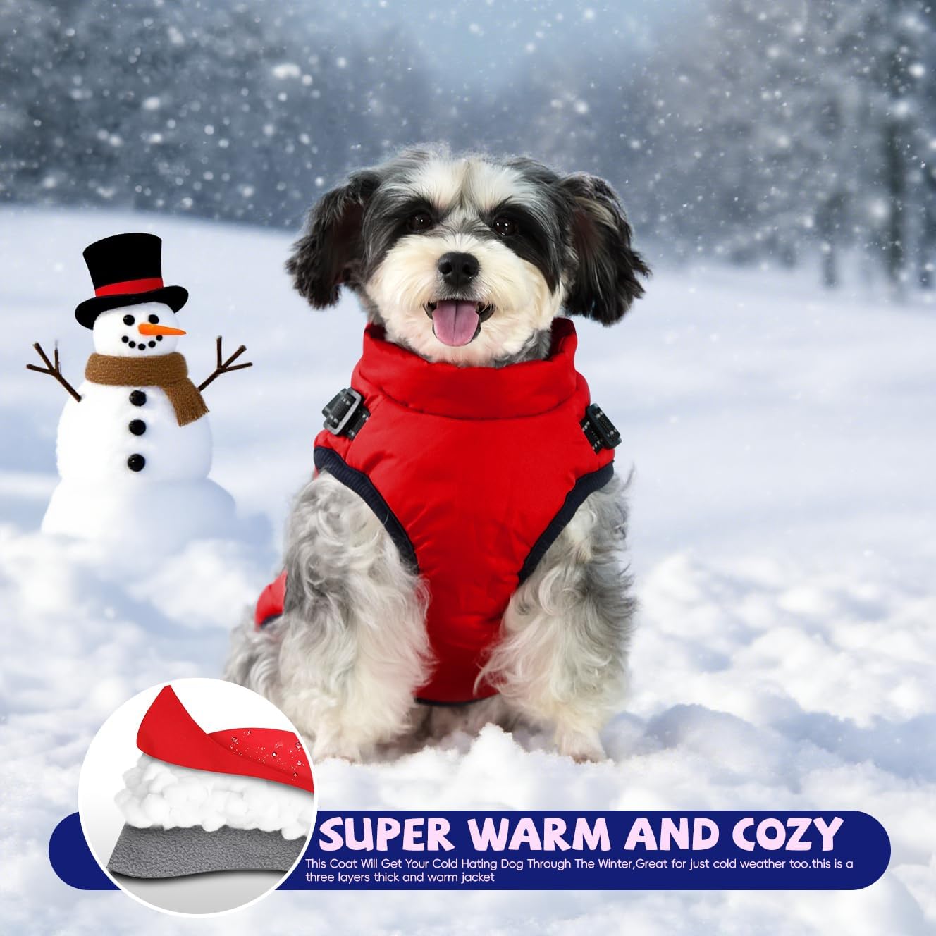 Gyuzh Dog Coat with Harness Puppy Coats Small Dog Harness Jacket Winter Waterproof Jackets for Smal Medium Large Dogs