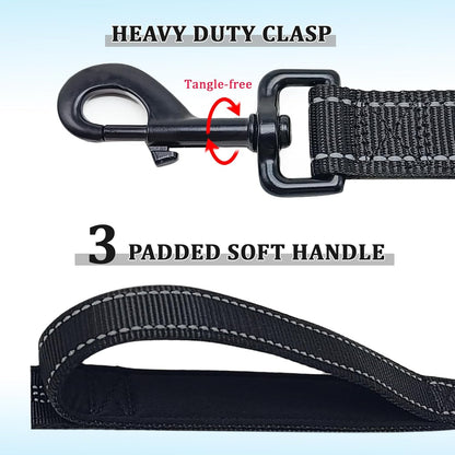 WYuZe 5ft Puppy Leash for Small Dogs + 7ft Triple Handle Dog Leash with Shock Absorbing for Large Medium Dogs