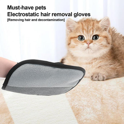 2025 New Upgraded Electrostatic Pet Hair Removal Gloves - Reusable Cat Hair Remover & Dog Hair Removal Mitt with Elastic Cuff & Finger Loops for Furniture, Bedding, Car (1pcs)