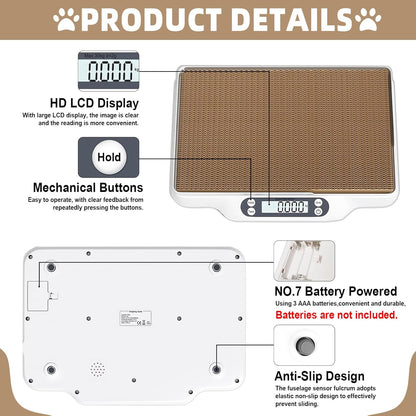 Multifunctional Pet Scale Max 66 Lbs Cat Dog Scale with LCD Display & Hold/Tare Function for Kittens Puppies Includes Scratcher Toys and Health Supplies