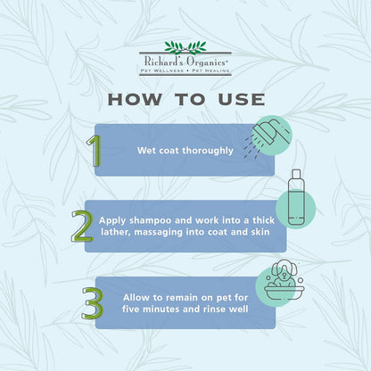 Richard’s Organics Flea and Tick Shampoo for Dogs – 100% All-Natural Actives Kills Fleas, Ticks and Repels Mosquitos – Gentle, Won’t Dry Skin, Great Smelling Essential Oils (12oz bottle),FG00440