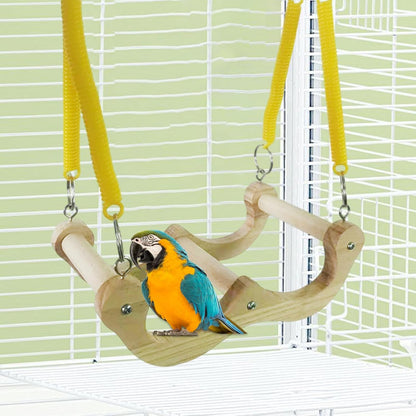 Visibility Cage Toy, Swing Wooden Spring Swing Toy for Shotet - Fun Cockatoo Hammock, Bird Feeder Activity Accessory for Waveless Lovebirds