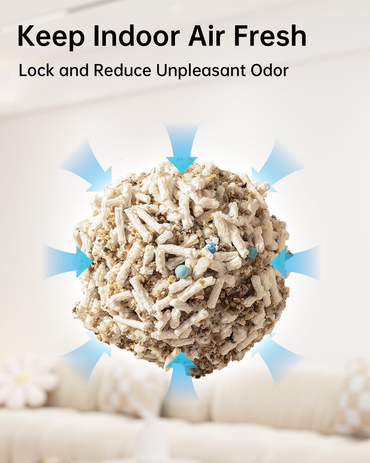 Mixed 5-in-1 Clumping Cat Litter 15.8 lb, Odor Control and Rapid Clumping, Water Absorbent and Flushable, Dust-Free, Multi-Cat, Bentonite Tofu Cat Litter, Original, 7.9lb/Bag