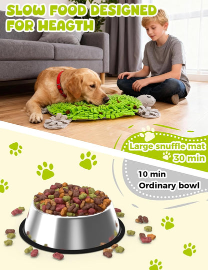 Snuffle Mat for Dogs, Turtle Design 28.8''×22.8 ''Inch Large Snuffle Mat for Dogs, Slow Feeder Dog Food Mat, Mental Stimulation Enrichment Puzzle Feeder Dog Toy for Anxiety Relief (Green)