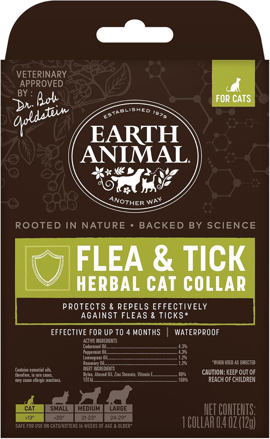 Earth Animal Apothecary Natural Flea & Tick - Herbal Collar for Cats & Kittens - 1 Collar