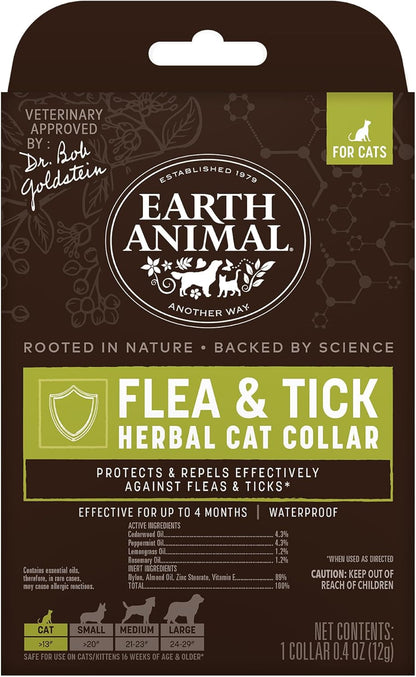 Earth Animal Apothecary Natural Flea & Tick - Herbal Collar for Cats & Kittens - 1 Collar