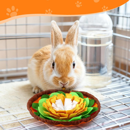 Rabbit Foraging Mat, Interactive Bunny Puzzle Toys Soft Pet Feeding Mat for Hedgehog Guinea Pig Hamster Chinchilla Kitten Puppy and Small Animals