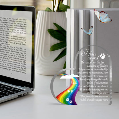 Pet Memorial Gifts, Sympathy Gift for Loss of Dog Cat, Pet Memorial Acrylic Rainbow Bridge Decorations Condolences Gifts for Pet Loss Remembrance Keepsake