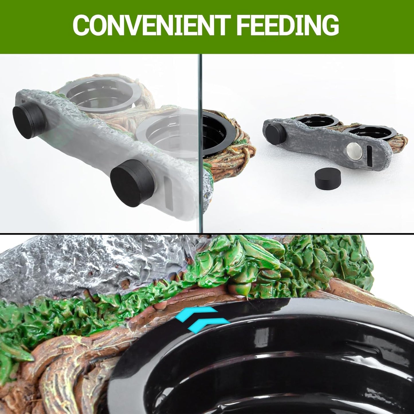 REPTI ZOO Reptile Feeder Ledge Magnetic (Dual Feeder)