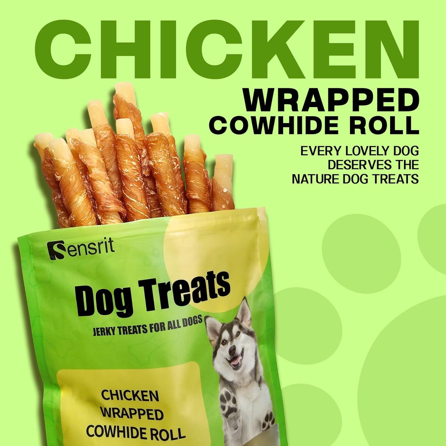 Chicken Wrapped Cowhide Roll - Long Lasting Digestible Chew for Dogs - Rawhide Alternative Dental Bone for Aggressive Chewers, Chicken Flavored Dog Treats for Boredom Relief