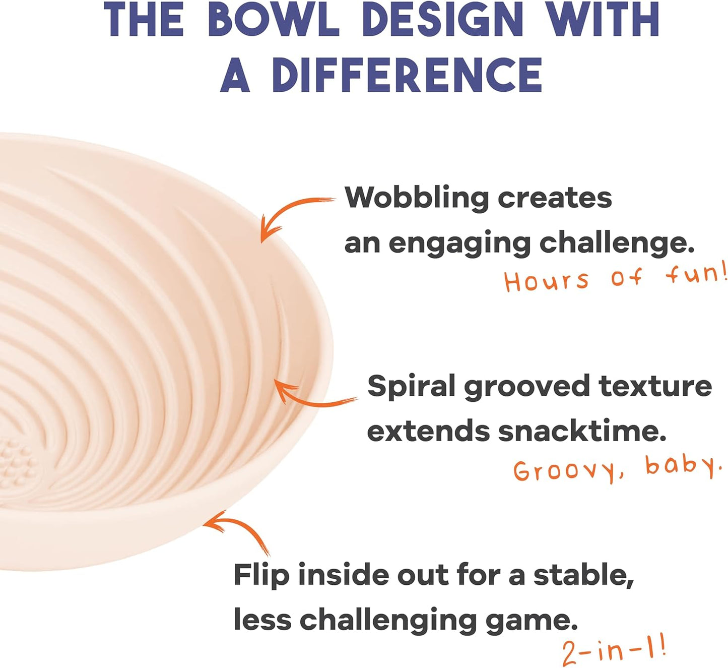 Awoo Wobbowl - Silicone Dog Lick Mat and Slow Feeder Bowl - Dishwasher Safe Pet Dish - Extends Mealtime for Fast Eaters & Reduces Anxiety - for Wet & Dry Food (Almond)