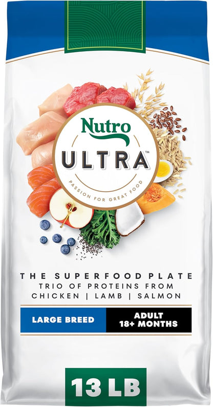 Nutro Ultra Adult Large Breed Dry Dog Food, Chicken, Lamb and Salmon Protein Trio, 13 lb Bag