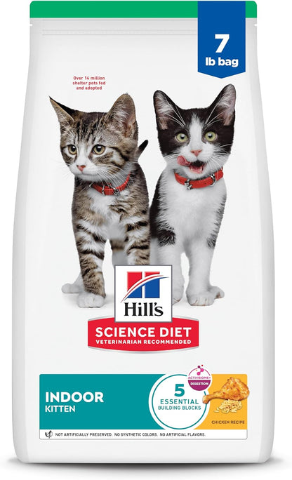 Hill's Science Diet Indoor, Kitten, Easy Litter Box Cleanup, Dry Cat Food, Chicken Recipe, 7 lb Bag