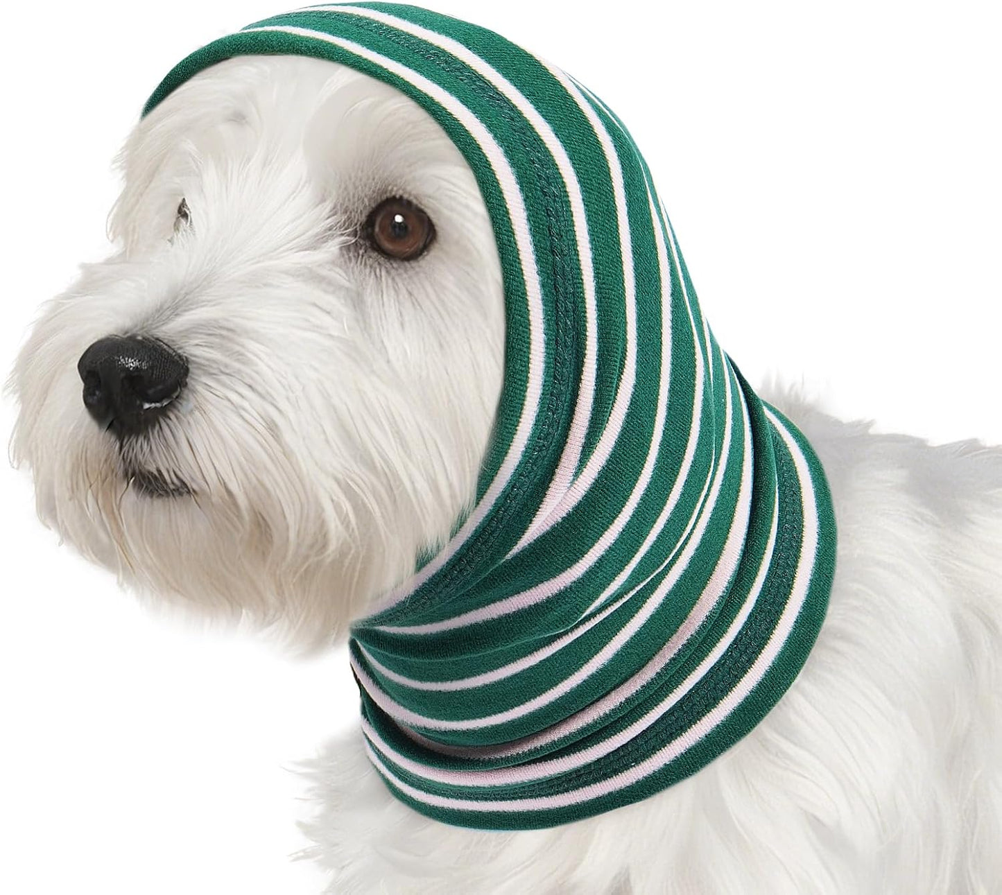 Nanaki Calming Hoodie Dog Grooming Ear Cover Anxiety Relief-No Shake Dog Ear Wrap Hematoma, Striped Head Wrap Snoods for Noise Protection, Bath, Fireworks, Thunderstorm, Blow Drying, Warm-Keeping