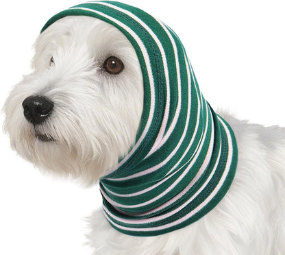 Nanaki Calming Hoodie Dog Grooming Ear Cover Anxiety Relief-No Shake Dog Ear Wrap Hematoma, Striped Head Wrap Snoods for Noise Protection, Bath, Fireworks, Thunderstorm, Blow Drying, Warm-Keeping