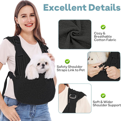 Supet Dog Carrier Sling for Small Dogs, Front Facing Cat Sling Carrier Chest, Hands Free Pet Sling Carrier, Adjustable Dog Front Carrier, Reducing Back Pain