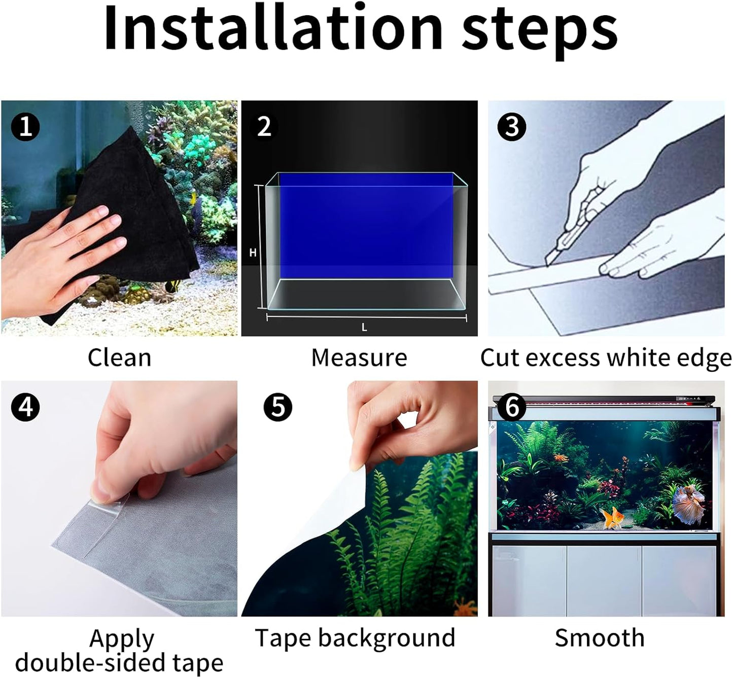 COMSUN 3 Pack Aquarium Background, 36x18 inches Polyester Aquarium Background, Cloth Fish Tank Background, Undersea Corals Sunshines & Rock Aquatic Plants