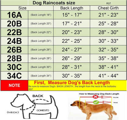 HAPEE Dog Raincoats with Reflective Strip Hoodie,Poncho Jacket for Large Dogs (E5-Yellow River, 16A (Back Length 16"))
