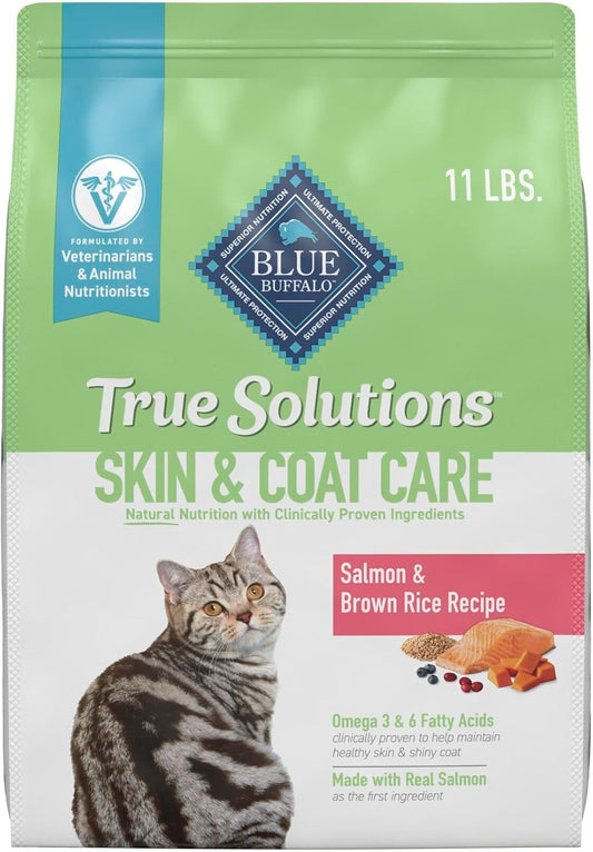 Blue Buffalo True Solutions Skin & Coat Care Natural Dry Cat Food for Adult Cats, Salmon, 11-lb. Bag