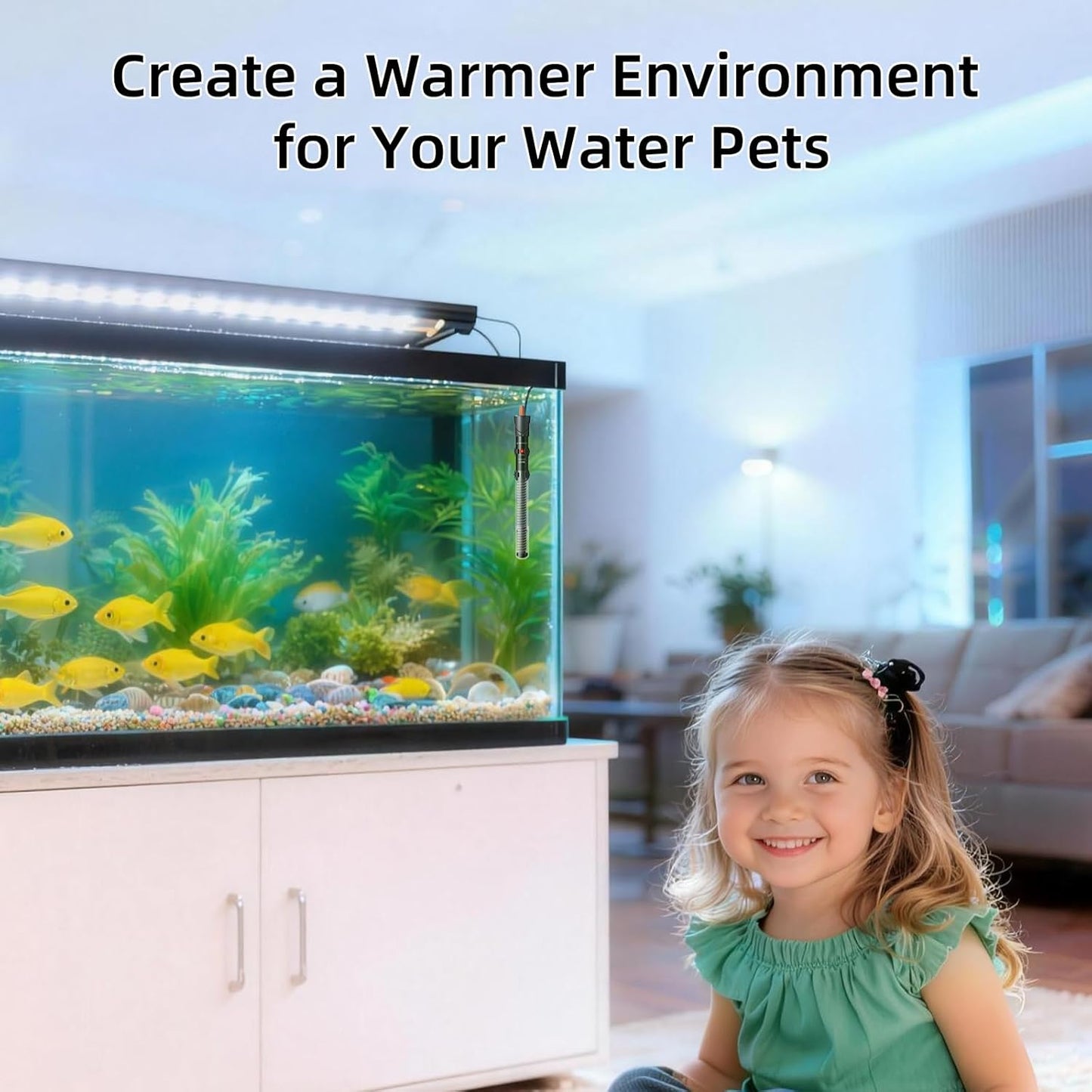 HiTauing Aquarium Heater 300W, Adjustable Knob Fish Tank Heater with 2 Powerful Suction Cups, Submersible Betta/Turtle Tank Heater for Freshwater and Saltwater Tanks